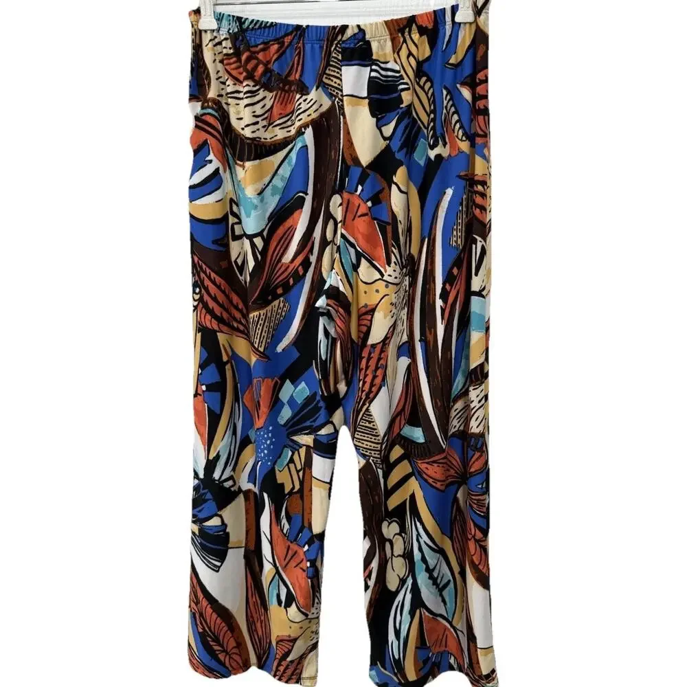 Melissa Paige Women's Palazzo Pants Petites XL Bold Multicolor Print Boho Resort - Picture 3 of 8